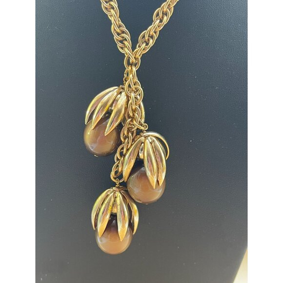 Vintage Napier Kumquat Moonglow Necklace & Earrings Set Brown Tone Goldtone High - Picture 15 of 16